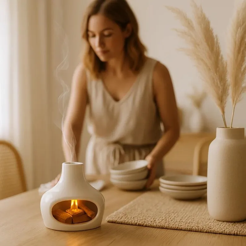 Ceramic Eco-Friendly Handmade Highly Scented Adjustable Brightness Aromatherapy Censer Essential Oil Diffuser Candle Home Decor - Image 3