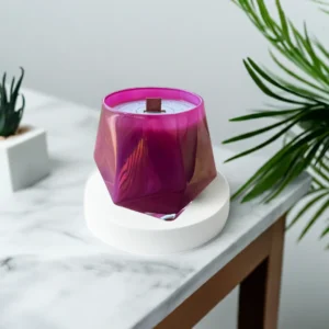 Luxury Aromatherapy Rose Scented Candle — 16 oz, Wooden Wick, Handcrafted, All-Natural Coconut-Soy Wax, Floral Design
