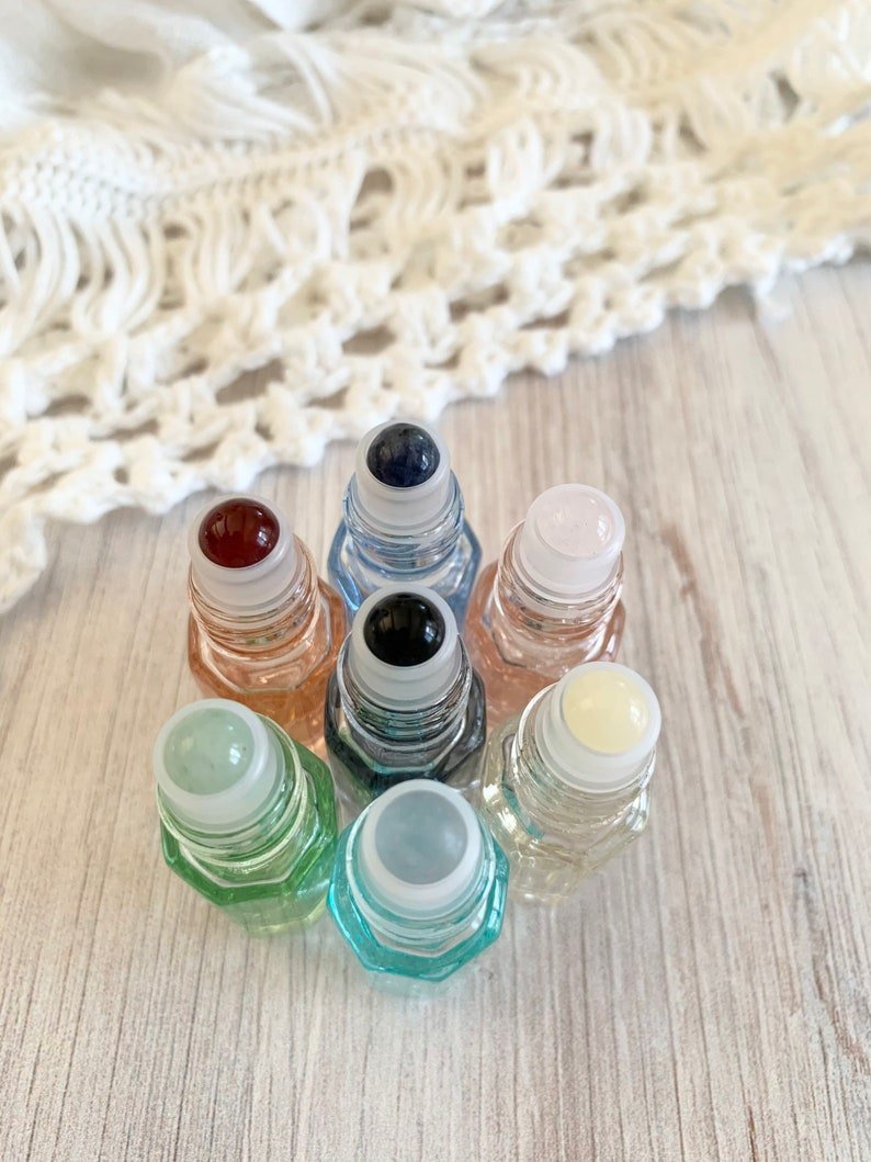 Pastel Gemstone Roller Bottles ~ 5 ml ~ Glass Bottle ~ Essential Oil Roller ~ Aromatherapy ~ Holistic ~ Gift ~ Travel ~ DIY Perfume ~ Gifts - 图片 5