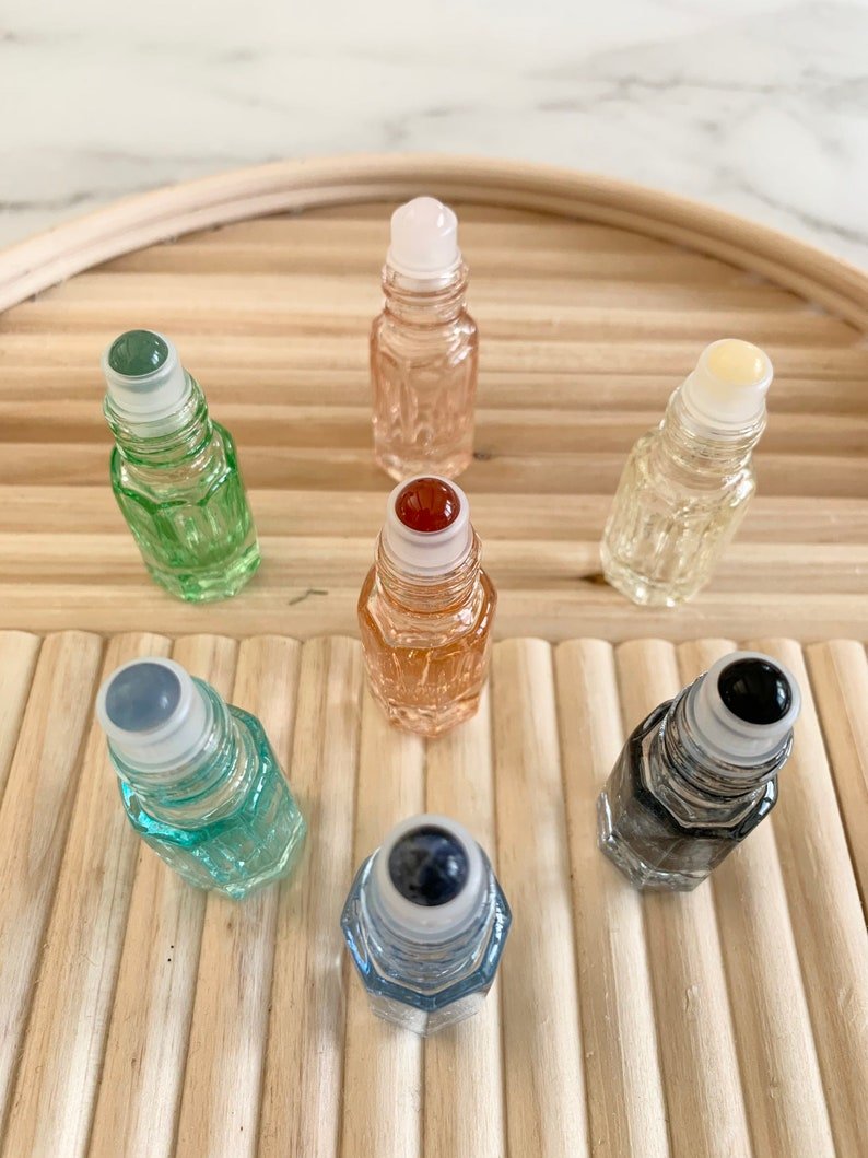 Pastel Gemstone Roller Bottles ~ 5 ml ~ Glass Bottle ~ Essential Oil Roller ~ Aromatherapy ~ Holistic ~ Gift ~ Travel ~ DIY Perfume ~ Gifts - 图片 3