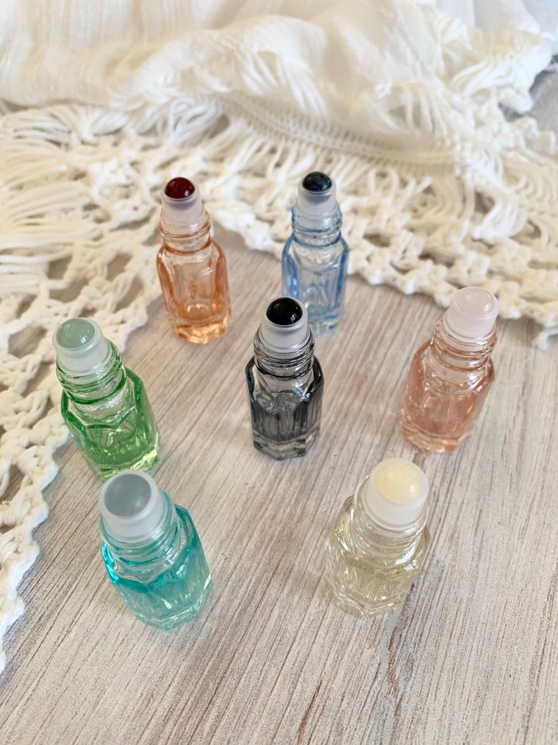 Pastel Gemstone Roller Bottles ~ 5 ml ~ Glass Bottle ~ Essential Oil Roller ~ Aromatherapy ~ Holistic ~ Gift ~ Travel ~ DIY Perfume ~ Gifts - 图片 9